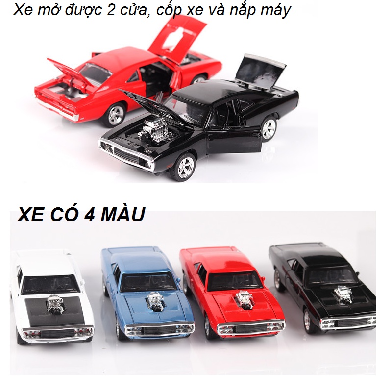 Mô hình xe ô tô Dodge fast and furious tỉ lệ 1 32 xe bằng kim loại mở được cửa có âm thanh và đèn