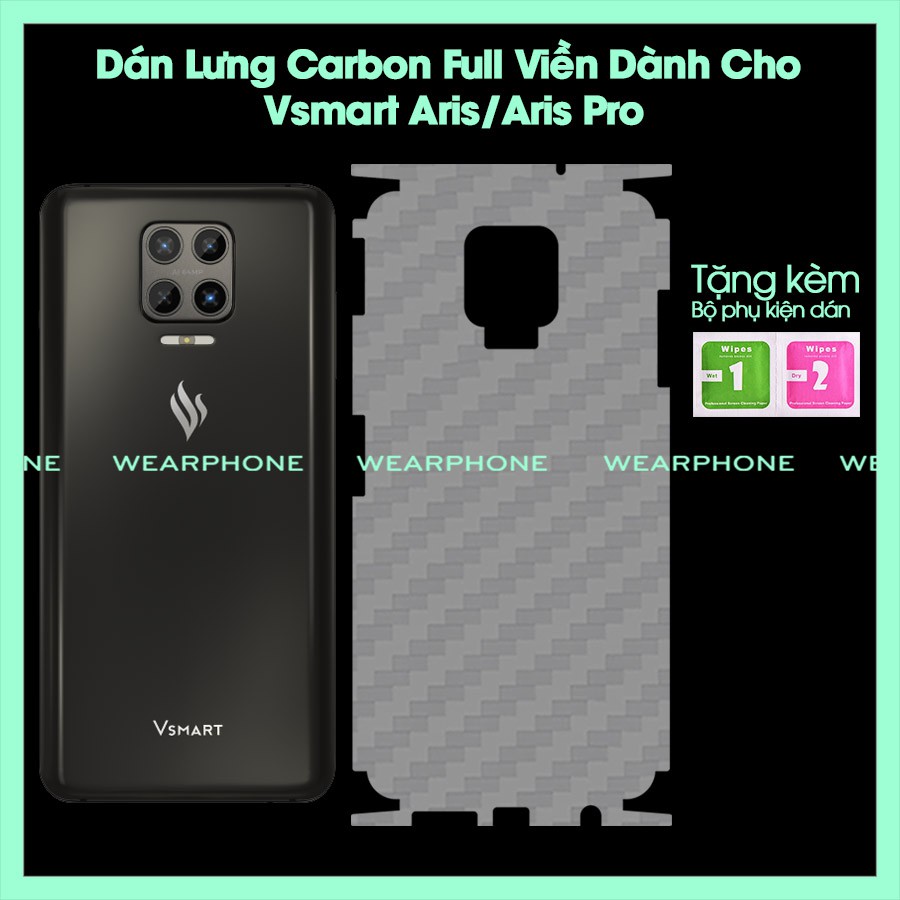 [Carbon Vsmart ] Miếng Dán Decal Carbon Fiber Full Viền Vsmart Aris Aris Pro Joy 4 Kèm bộ phụ kiện dán đầy đủ wearphone