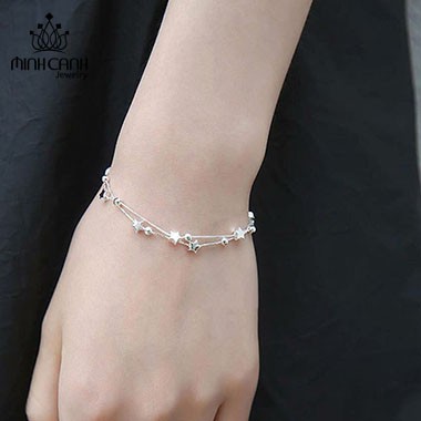 Lắc Tay Bạc Ngôi Sao May Mắn Kiểu Dây Đôi - Minh Canh Jewelry