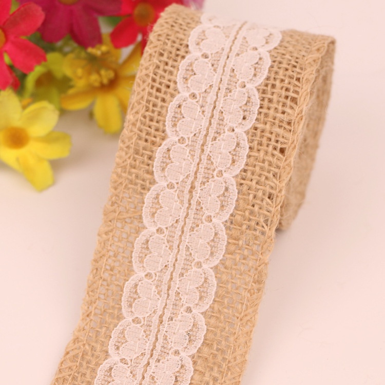 Cuộn ruyband vải bố canvas 5cm làm đồ handmade đồ thủ công, trang trí tiệc rustic vintage đám cưới nơ gói hoa, nơ ghế