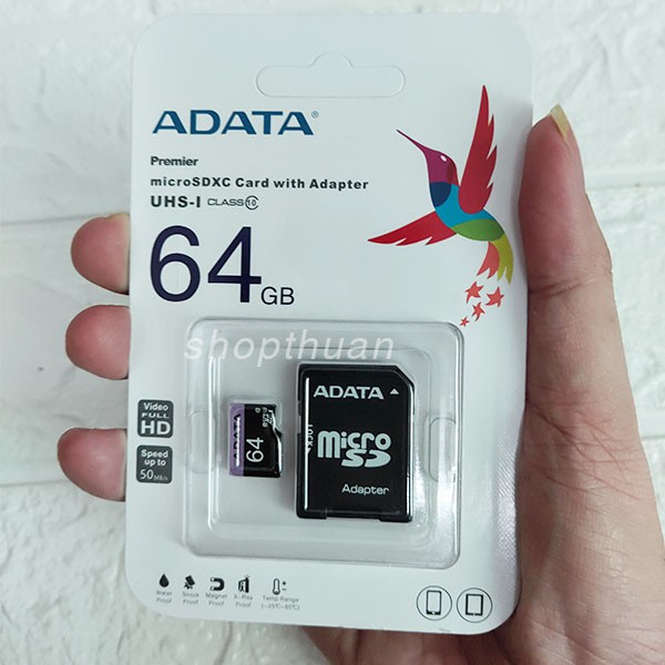 [Mã ELFLASH5 giảm 20K đơn 50K] Thẻ Nhớ MicroSDDXC - UHS-I ADATA 64GB Class 10