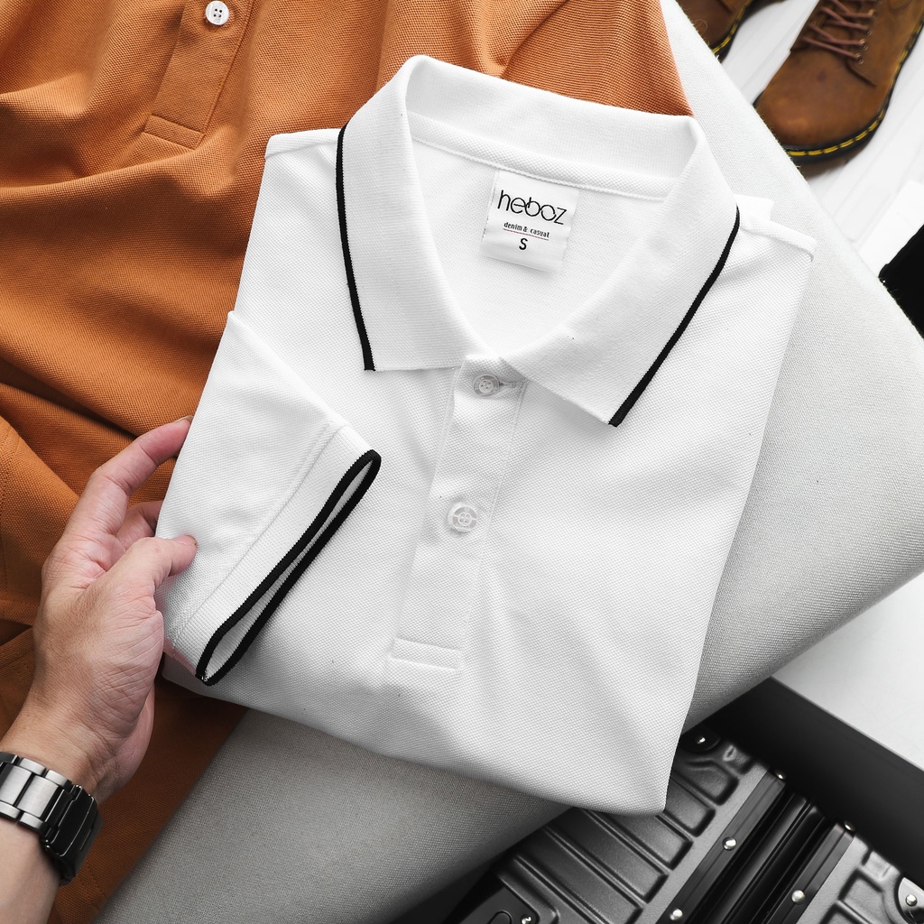 Áo thun cổ bẻ polo nam HEBOZ viền bo cao cấp 6 màu basic, chất vải thoáng mát chống nhăn - 00000828