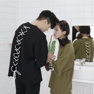 Áo Thun Unisex Tay Lửng Đan Dây Lưng Cực Chất
