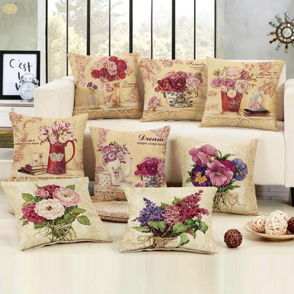 Vỏ gối vuông trang trí phòng khách / phòng ngủ phong cách vintage