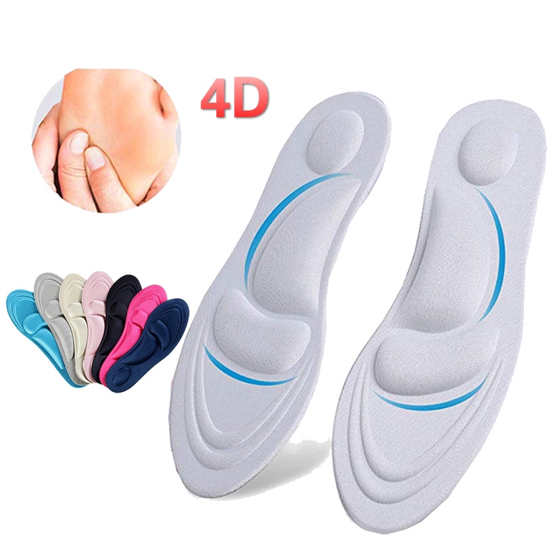 Cặp miếng lót giày thể thao bằng mút xốp 4D Cotton giảm đau chân tiện dụng