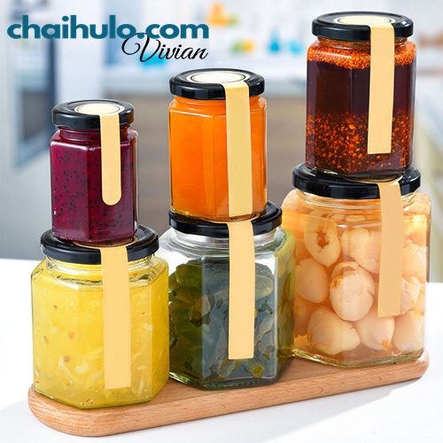 Hũ Thủy Tinh Lục Giác Hũ Đựng Thực Phẩm, Đồ Khô, Ngũ Cốc, Mứt Ngày Tết Nắp Thiếc Đen Nhiều Dung Tích