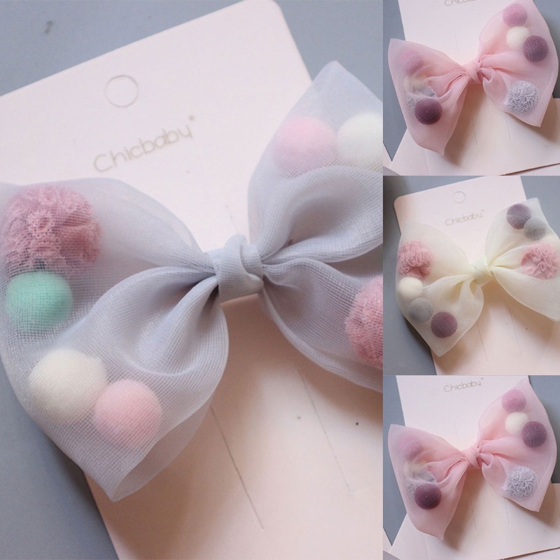 Kẹp Tóc Cá Sấu Phối Ren Lưới Đính Bóng Lông Nhiều Màu Sắc Kiểu Công Chúa Xinh Xắn Cho Bé Gái