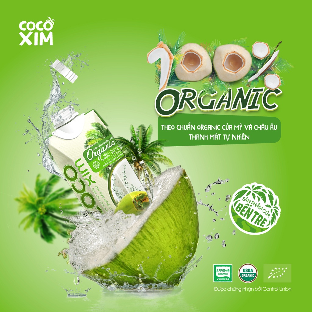 Nước dừa nguyên chất Cocoxim Organic 330ml