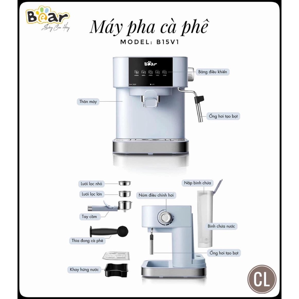 Máy pha cà phê tự động Bear CFB15V1 - blue