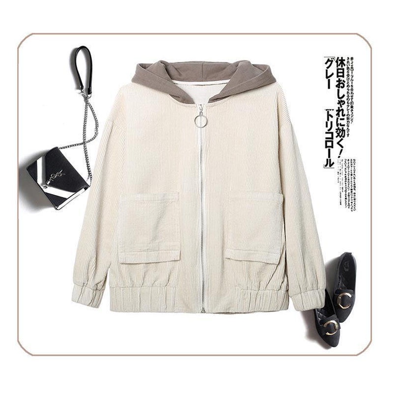 Áo Khoác Tay Dài Có Nón Lót Nhung Dày Dặn Phong Cách Hàn Quốc Thời Trang Thu Đông Mới Cho Nữ