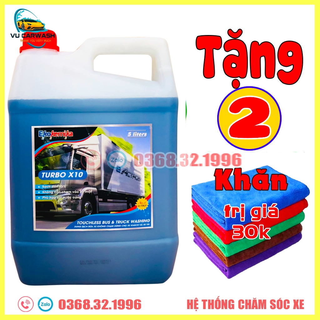 Dung Dịch Rửa Xe Không Chạm - Nước Rửa Xe Ô Tô, Xe Máy Turbo x 10 Chuyên Dụng Cho Xe Tải, Công Ten Nơ 5L