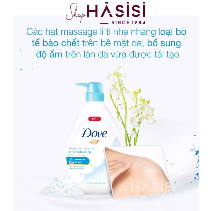 Sữa Tắm Có Hạt DOVE - Gentle Exfoliating 530g( Xanh Dương Nhạt)