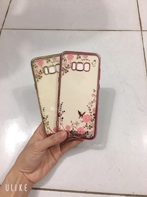 Ốp lưng viền đính đá hoa hồng sam sung S8, S8+ , S8 Plus