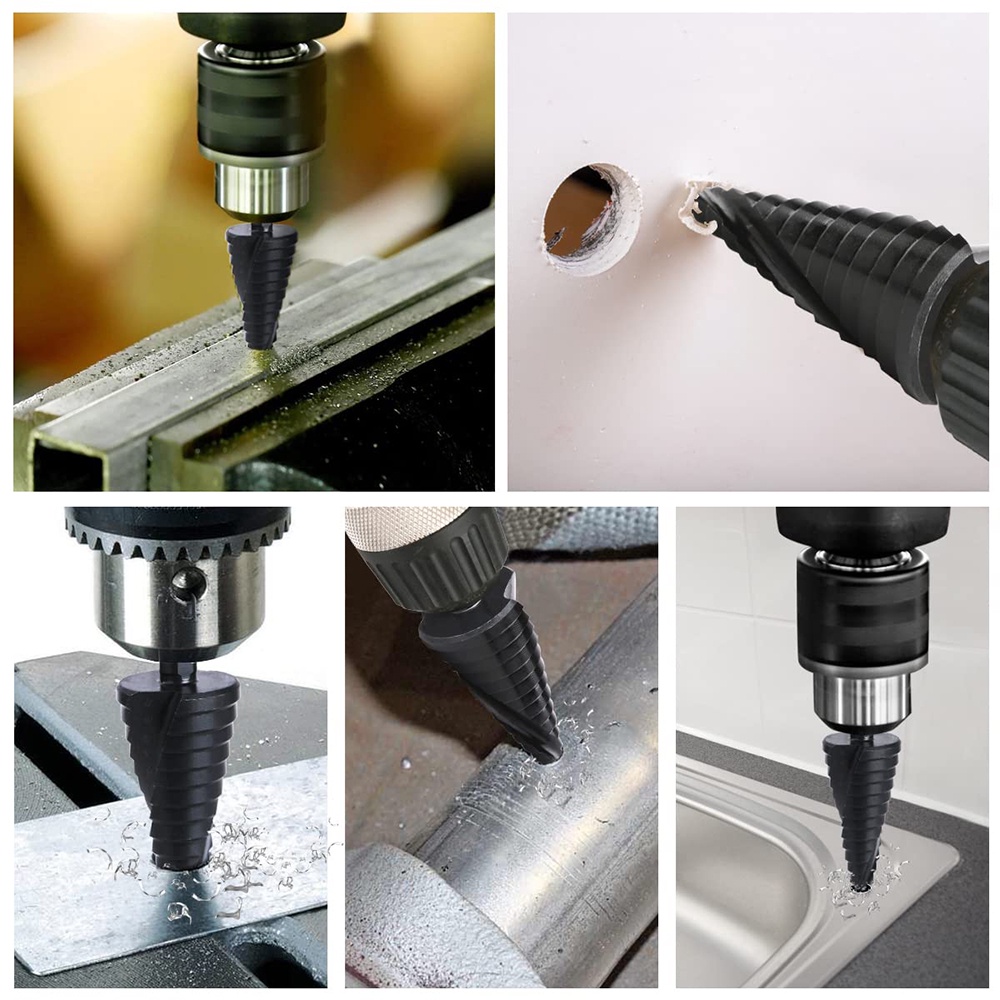 BERT 🇻🇳 ｜ Mũi khoan bước xoắn ốc Titan Nitride Lớp phủ thép tốc độ cao màu đen 4-12mm / 4-20mm / 4-32m