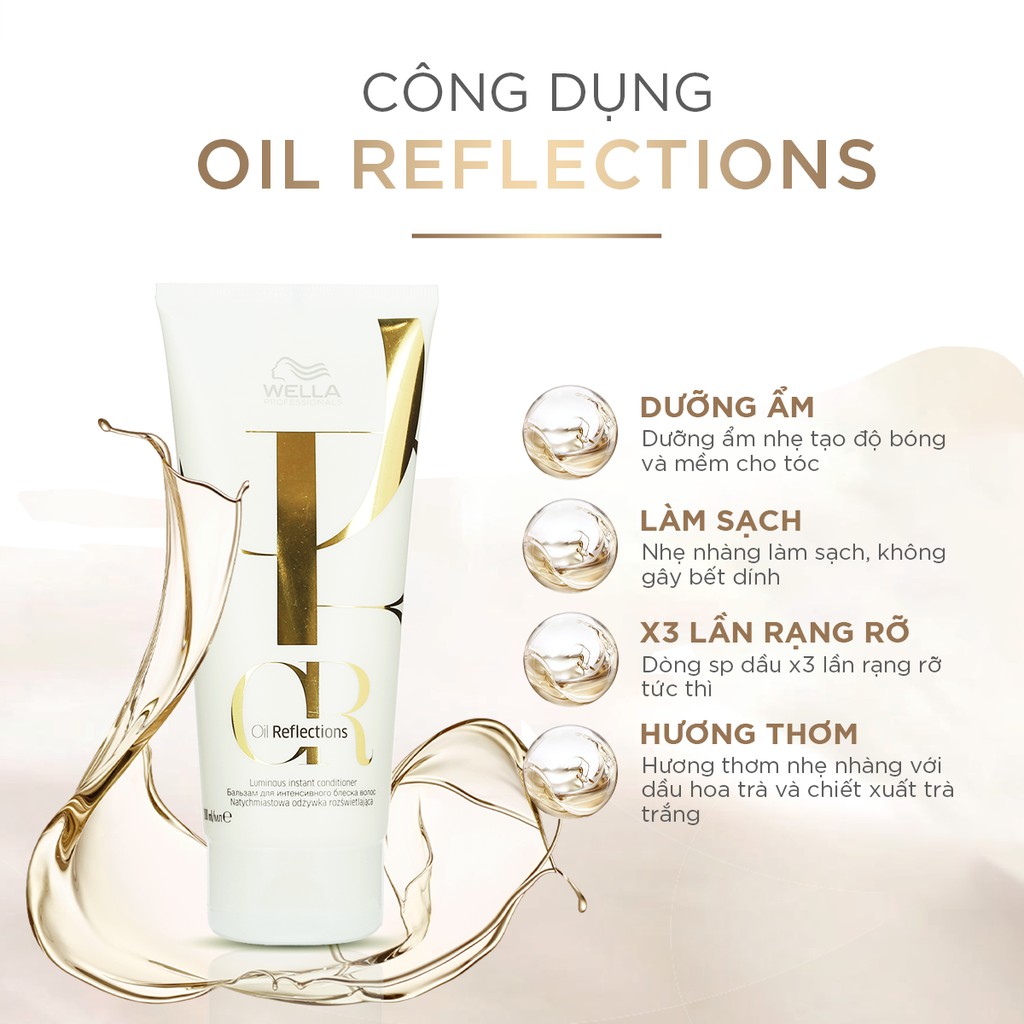 Dầu Xả Wella Oil Giúp Tóc Mềm Mượt, Sáng Bóng Reflections Luminous Instant Conditioner 200ml