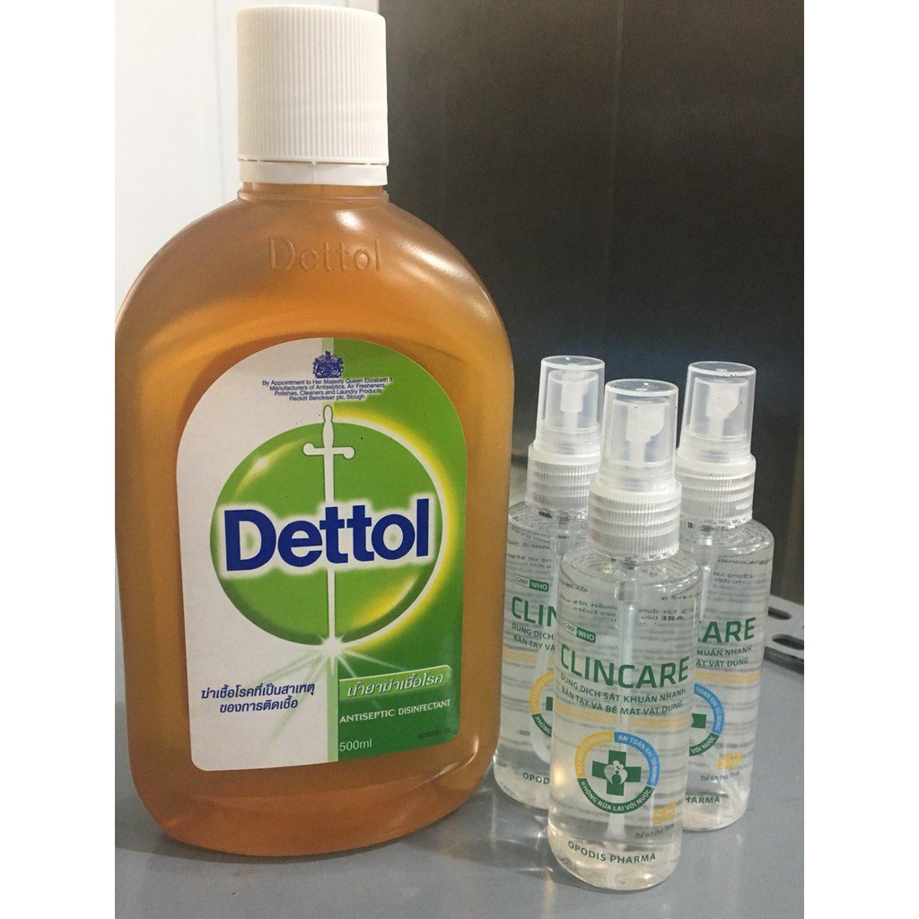 COMBO 3 CHAI DUNG DỊCH SÁT KHUẨN CLINCARE SH 70ML + DETTOL 500ML