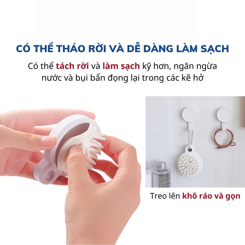 Bàn chải gội đầu silicon mềm MUH có túi khí bảo vệ tóc và giúp thư giãn da đầu