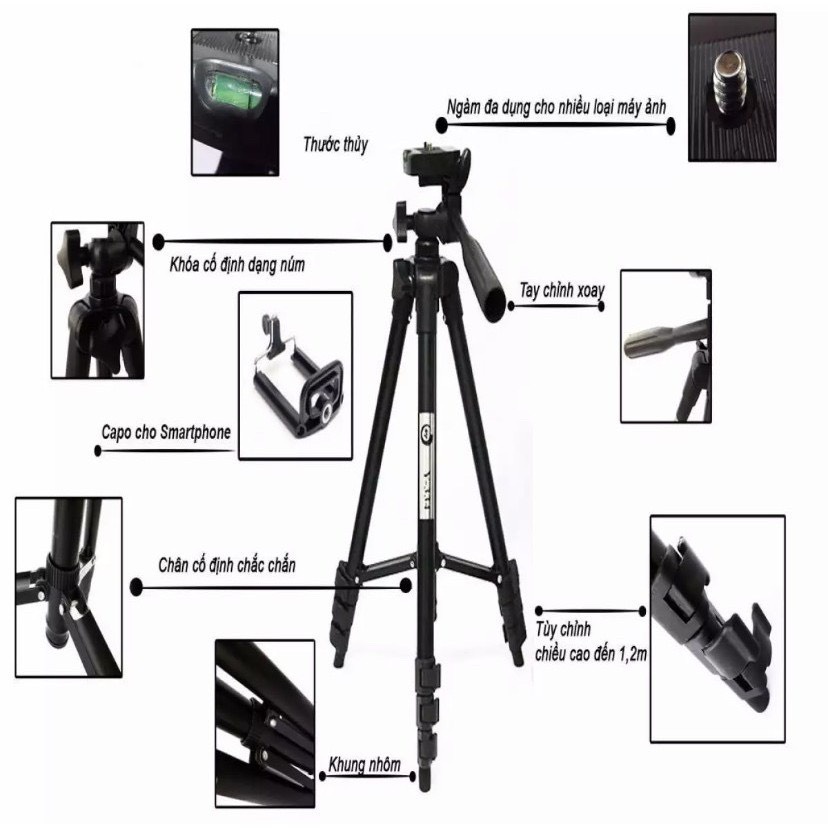 [HÀNG HOT] GẬY CHỤP ẢNH 3 CHÂN TRIPOD 3120 CHO ĐIỆN THOẠI, MÁY ẢNH