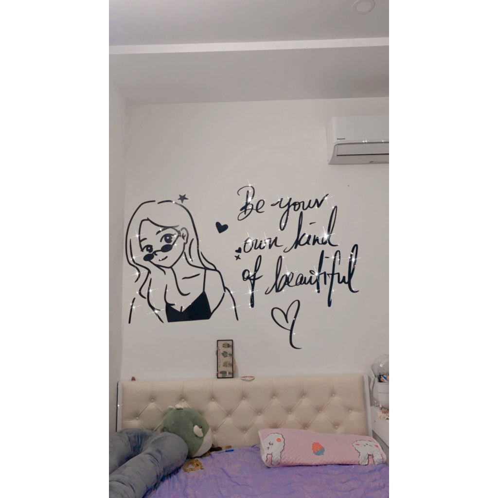 Tranh dán tường mica 3d decor khổ lớn Be your own kind of beautiful trang trí spa, phòng ngủ, nail Nhiều Size - EPeBen