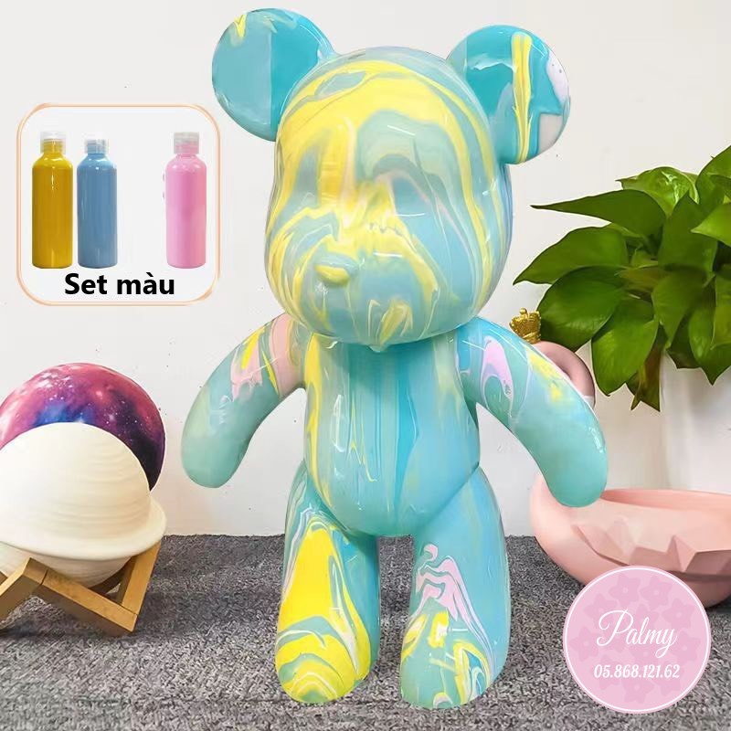 Bearbrick Màu Loang Tự Sơn size 23cm - Gấu BearBrick Handmade đổ màu