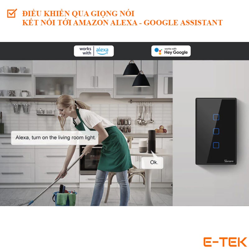 Công tắc thông minh wifi SONOFF T2, T3 chính hãng, bảo hành 12 tháng – e-tek.vn