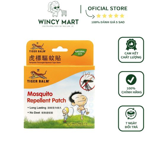 Miếng Dán Chống Muỗi Tiger Balm Mosquito Repellent Patch 1 Hộp 10 Miếng Tiện Lợi