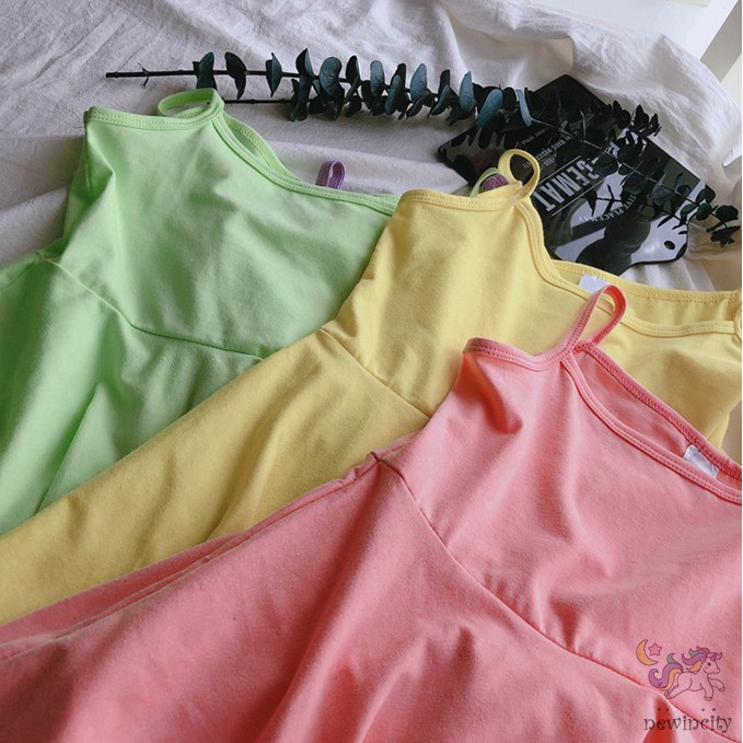 Đầm Sát Nách Trơn Màu Cho Bé