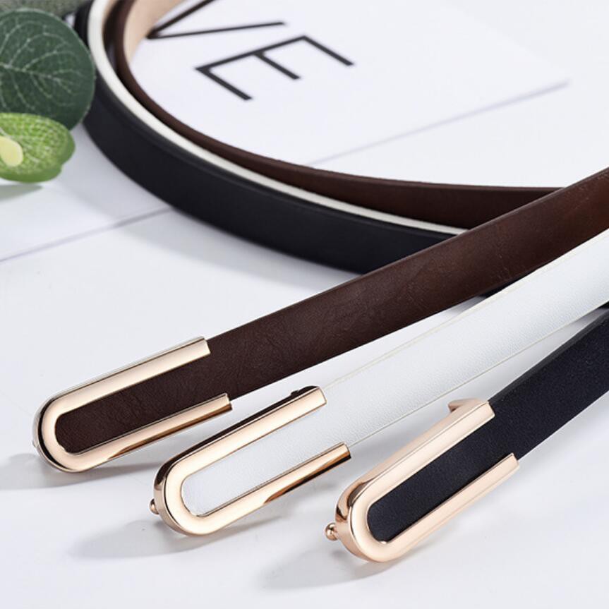 Thắt lưng mỏng thời trang khóa hình chữ U màu vàng mặc đầm & váy cho nữ