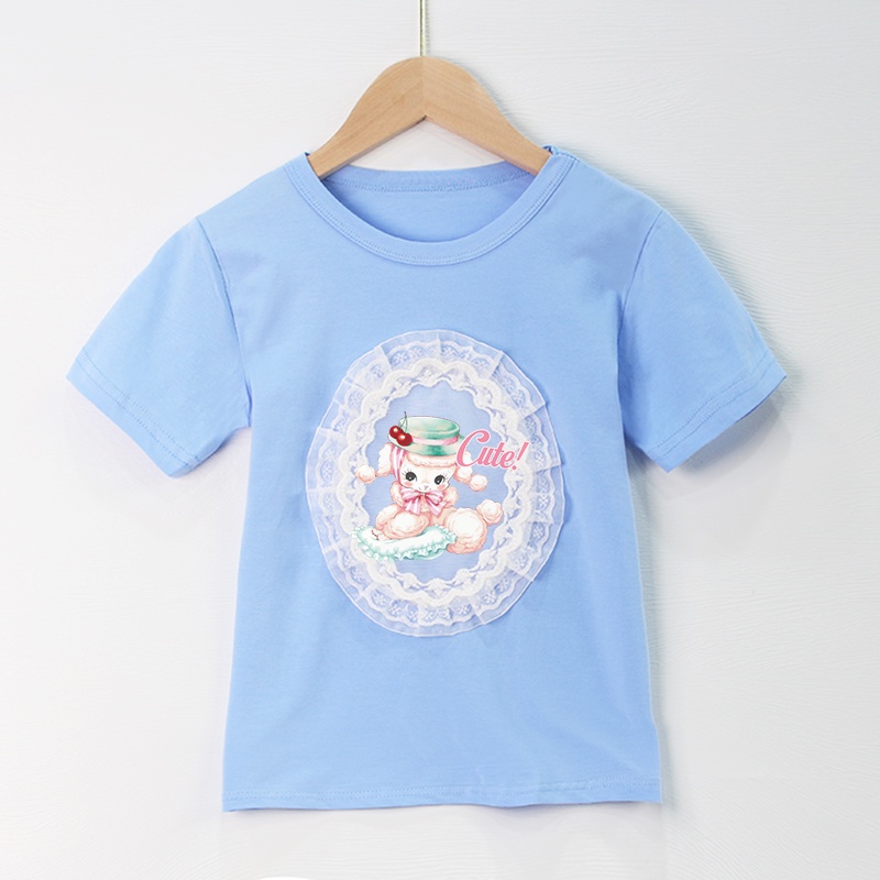 Áo thun 100% cotton mềm phối ren in họa tiết hoạt hình nhiều màu thời trang cho bé gái (2-10 tuổi) 2021