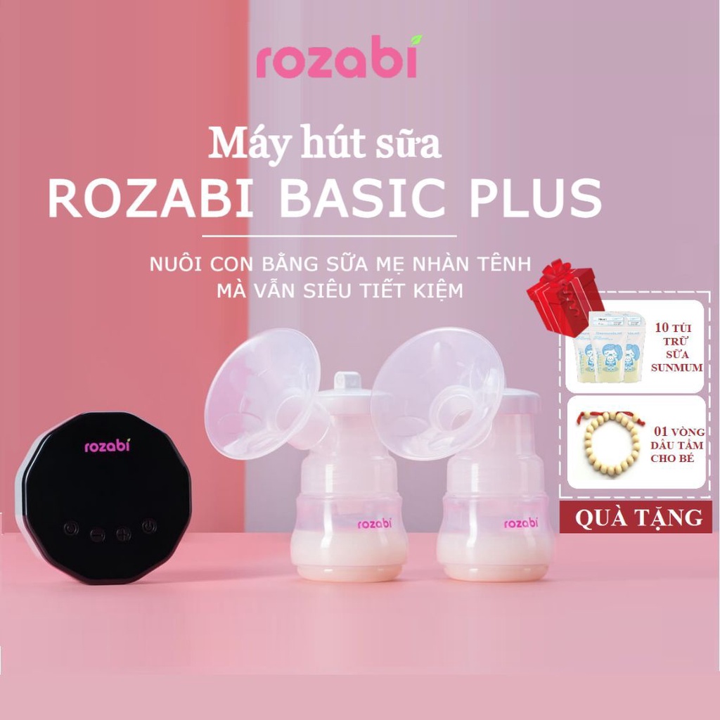 [Có pin sạc] Máy hút sữa điện đôi Rozabi Basic Plus 9 cấp độ, bảo hành 12 tháng lỗi 1 đổi 1 trong 30 ngày
