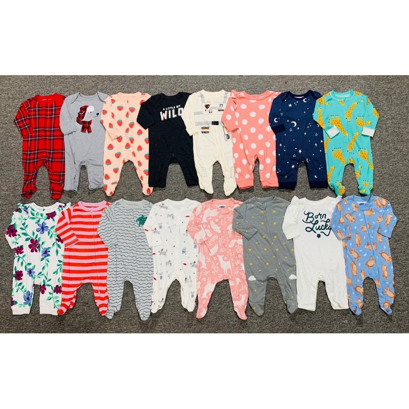 Bộ liền quần cotton❤️ Body tất có thể có lỗi nhẹ ❤️ Sleepsuit cho bé xuất dư các hãng