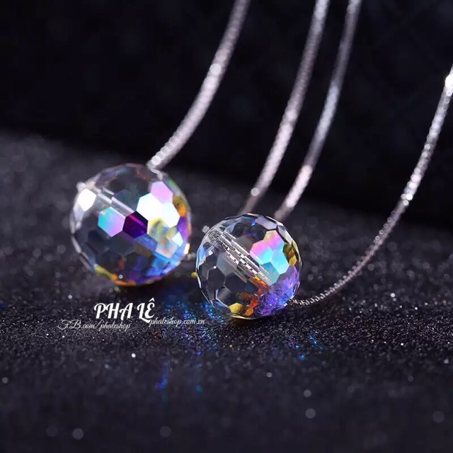 Dây Chuyền Bạc S925 Thiết Kế Với Pha Lê Swarovski Tròn Dát