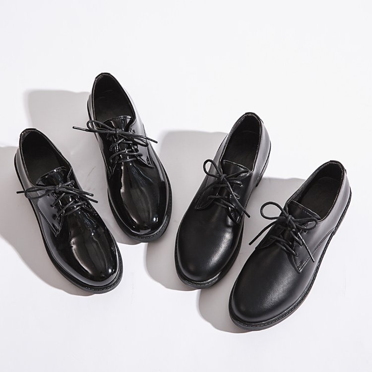 South Korea Ins Retro Black Matte Small Leather Shoe Sens Female Students Wild Ulzzang British Wind Strap Single Shoes A