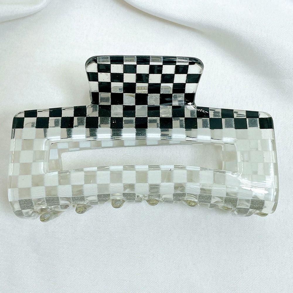 Kẹp Tóc Càng Cua Trong Suốt Họa Tiết Kẻ Sọc Hình Học Thời Trang Mùa Thu Cho Nữ