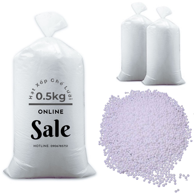 Hạt Xốp Ghế Lười 3ii Home 0.5Kg EPS 2mm 3mm Màu Trắng Được Khử Mùi An Toàn Cho Sức Khỏe VàThân Thiện Với Môi Trường