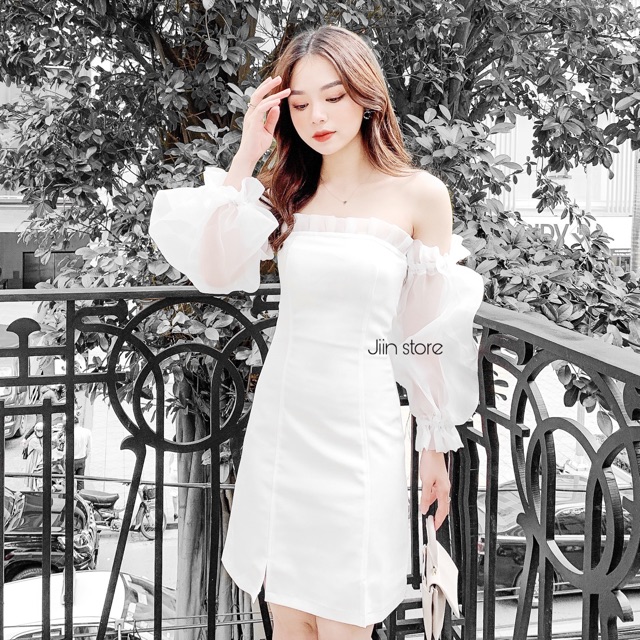 Váy cup tay phồng