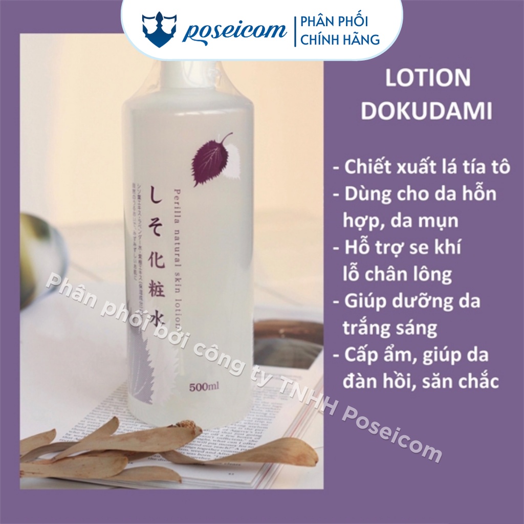 Nước Hoa Hồng Diếp Cá Tía Tô Dành Cho Da Dầu Mụn Toner Chinoshio Dokudami Natural Skin Lotion Nhật Bản 500ml