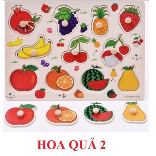 Đồ chơi bảng núm gỗ chủ đề hoa quả 2 cho bé