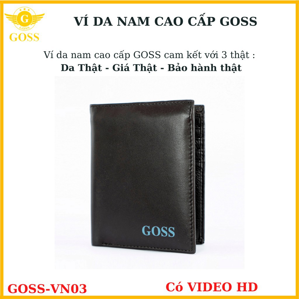 ⭐ FREESHIP⭐Ví Đứng Nam Da Bò Goss Nâu - Ví Da Hàng Hiệu Chính Hãng R157547