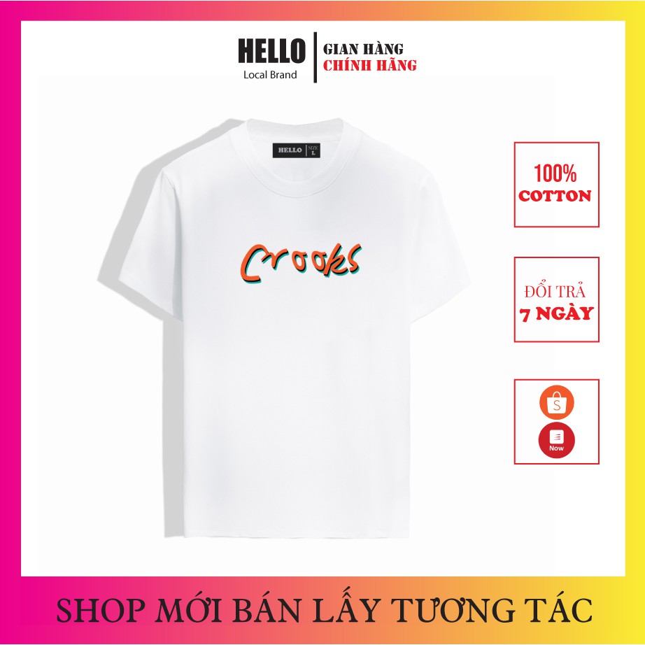 Áo phông đẹp HelloHouse nam nữ form rộng - chất vải Cotton thoáng mát mềm mịn - Crooks Ap024 | BigBuy360 - bigbuy360.vn