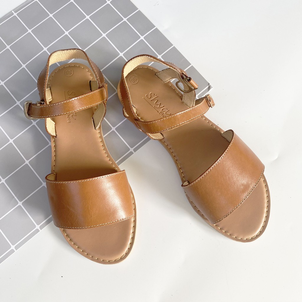 Sandal nữ đế bệt quai to thời trang đi biển có Bigsize chính hãng HISHOO S017