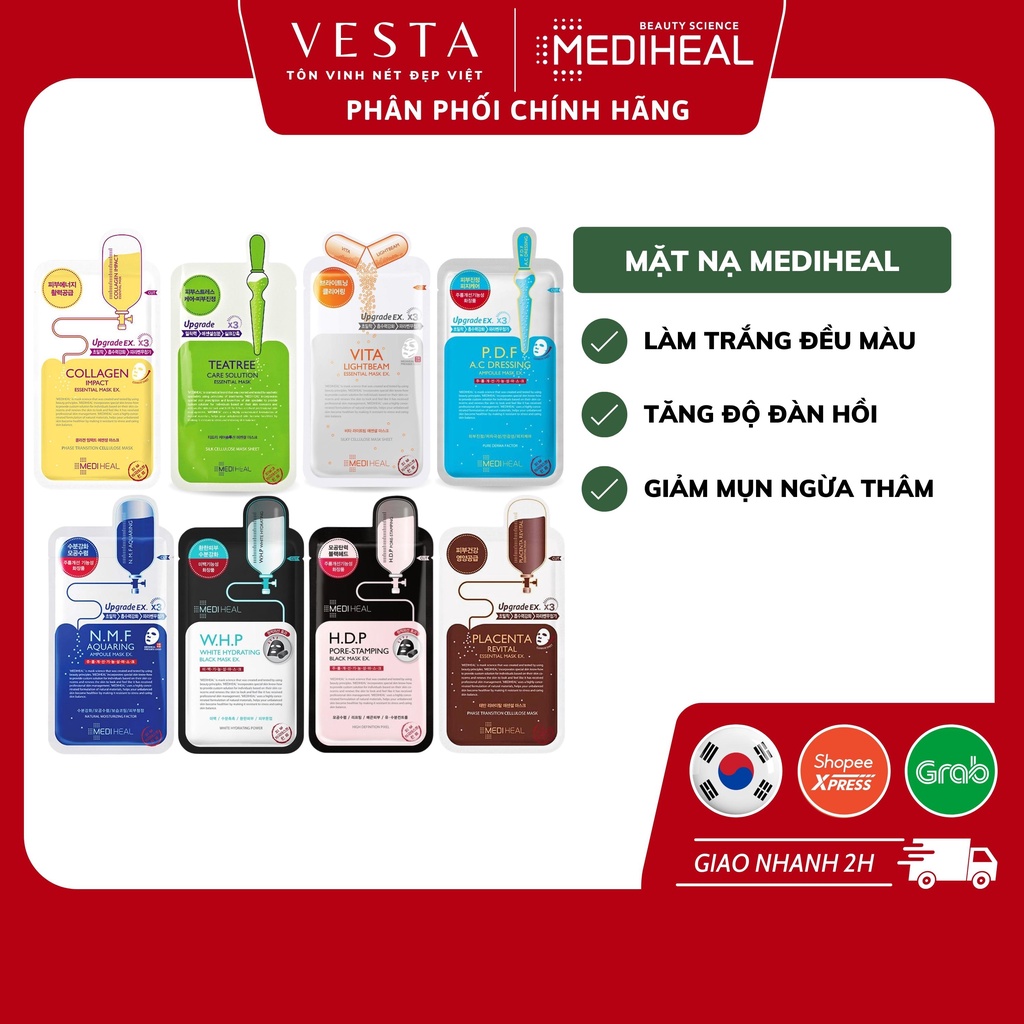 Mặt Nạ Giấy Mediheal Dưỡng Ẩm Trắng Da Chống Lão Hoá Giảm Mụn Cấp Ẩm Hàn Quốc 24ml