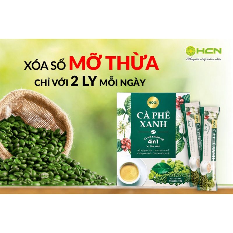 Cà phê xanh hogi 15 gói giảm cân kháng mỡ hiệu quả