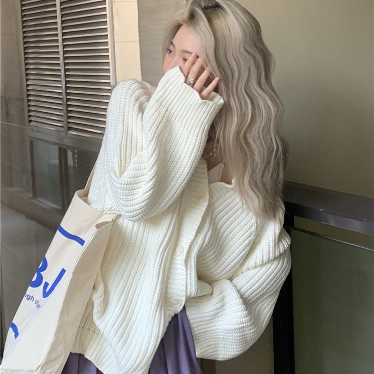 Áo Khoác Cardigan Len Nữ Kiểu Màu Sữa Ulzzang CD01