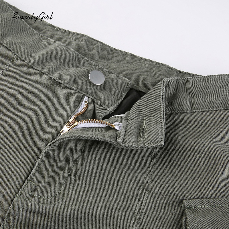 Chân váy jean Lưng Cao Có Túi Màu Trơn 2022 Thời Trang Cho Nữ