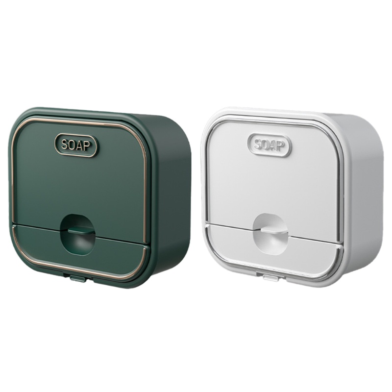 Hộp đựng xà phòng gắn tường thiết kế nắp lật có ngăn kéo thoát nước tiện lợi