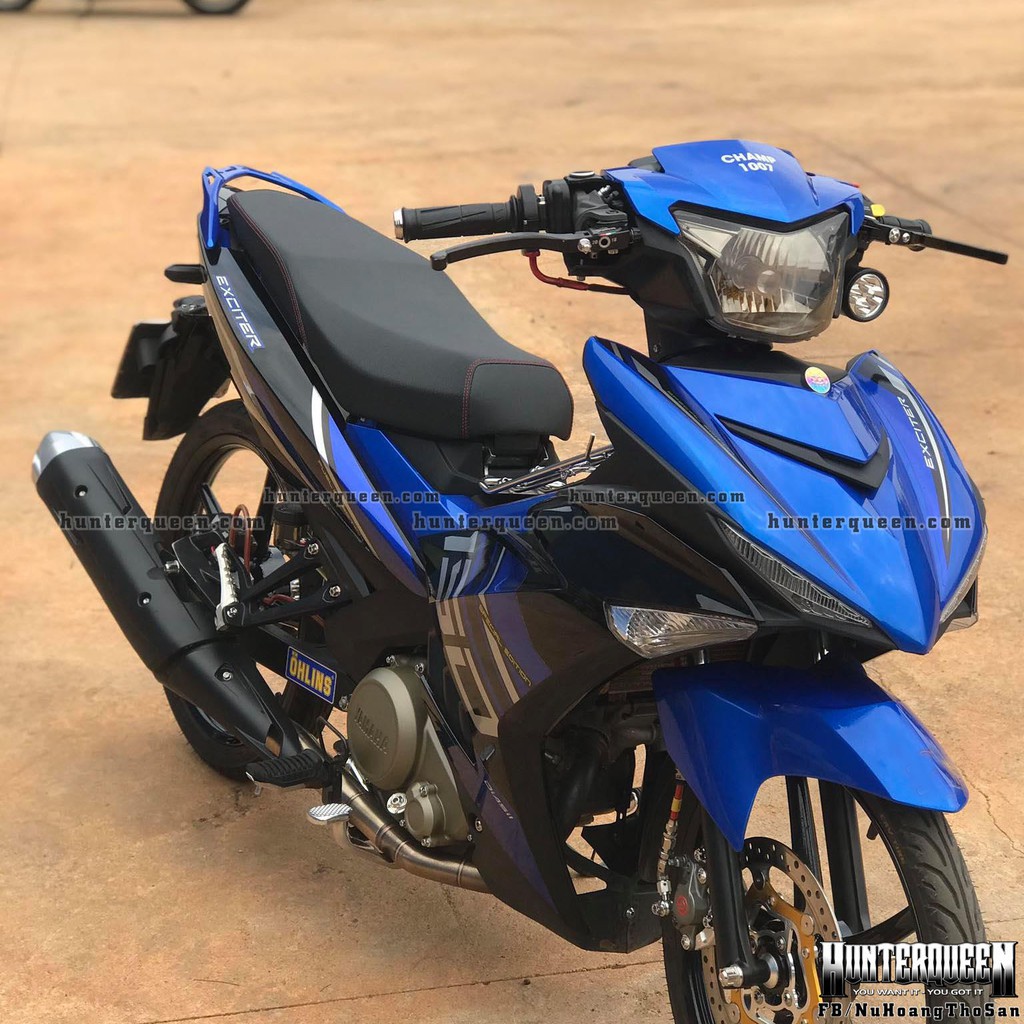 Tem rời dán xe Exciter 150. Decal đen xanh đơn giản. Chống nước, bền màu, cao cấp