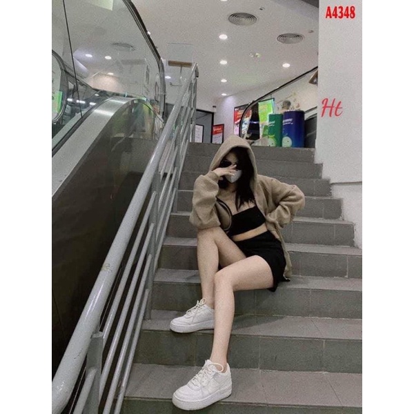 Áo khoác nỉ cotton nâu ESS H2A