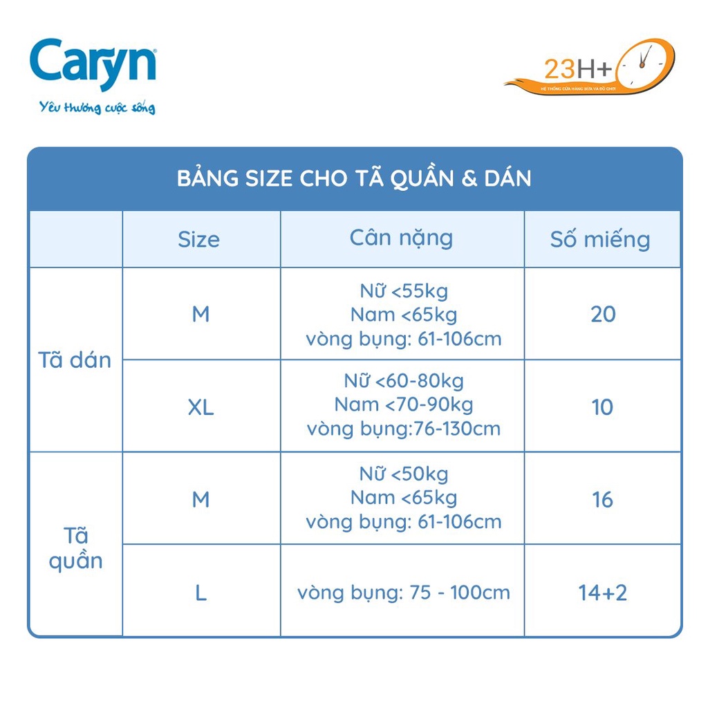 Tã Dán Caryn Cho Người Lớn M20/XL10