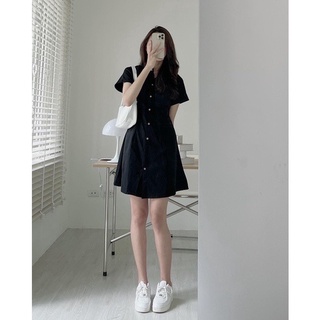 VÁY SƠ MI CỔ ĐỨC BÓP EO BASIC SIÊU HOT